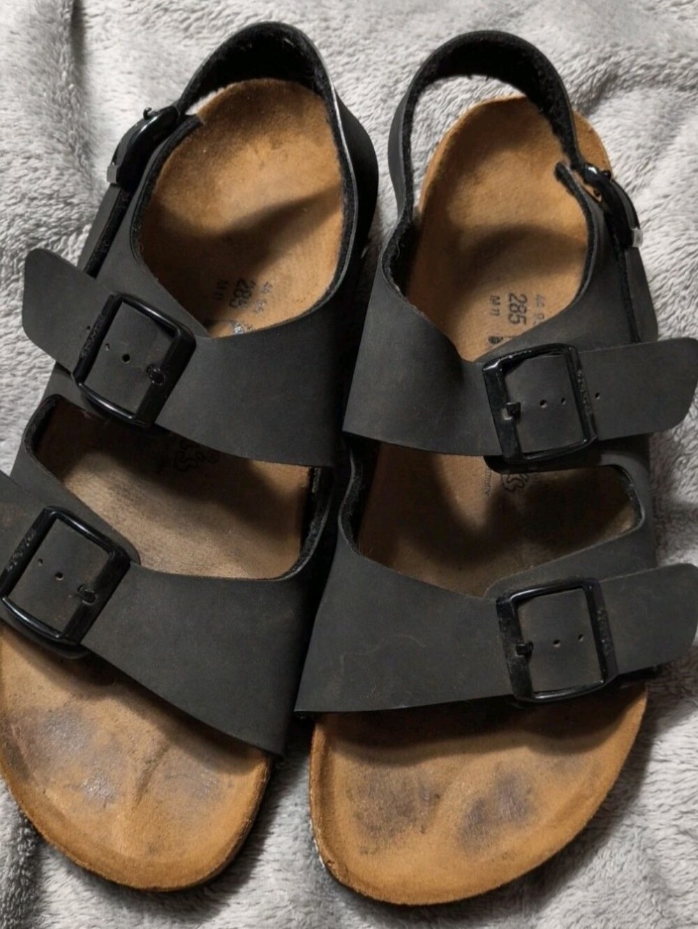 Black BIRKIS Double Buckle Comfort Sandals MEN 11 MILANO EUR44